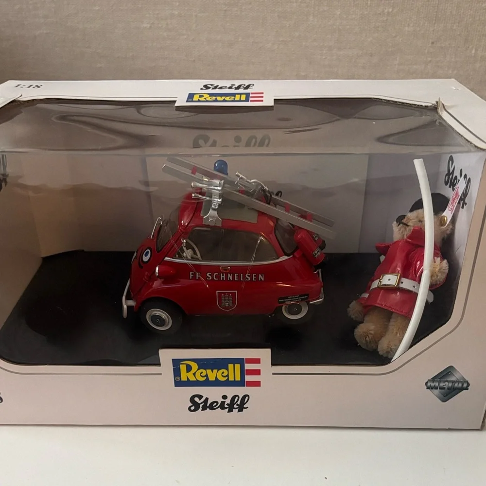 Revell x Steiff Red Fire Rescue Isetta Toy Car with Bear